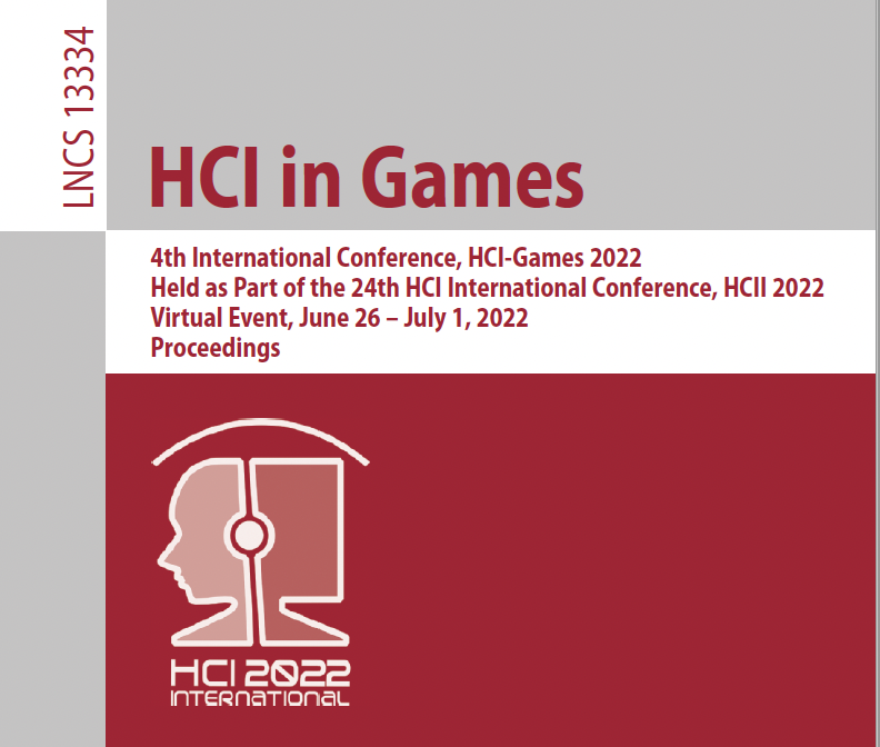 New Paper Publication in HCI in Games, Springer Lecture Notes in Computer Science (LNCS)