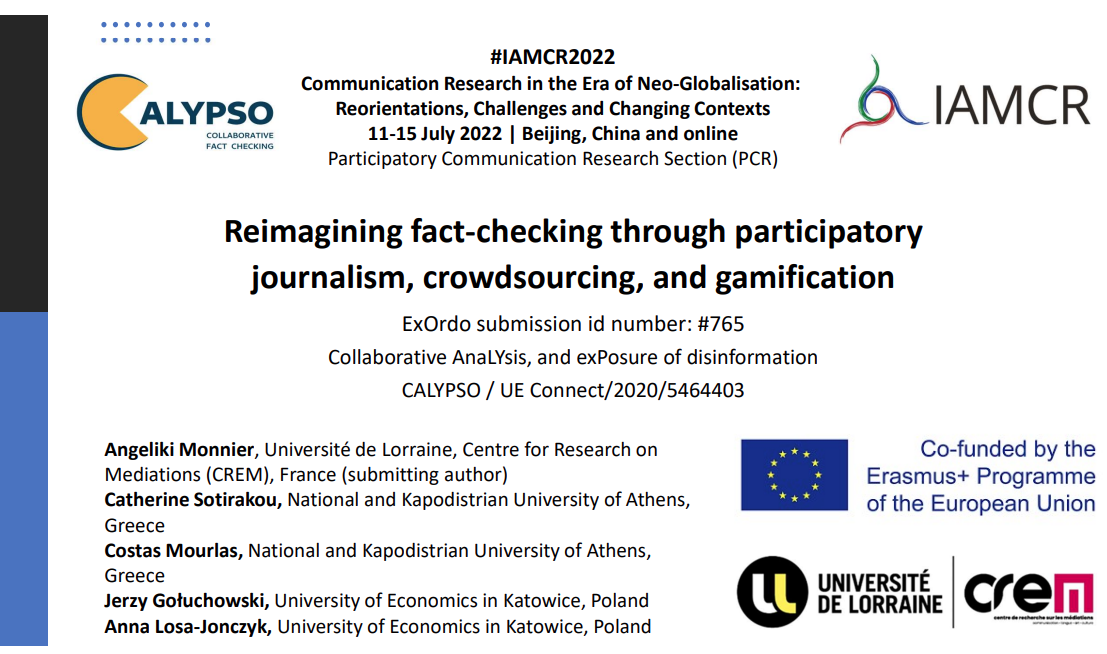 Paper Presentation at International Association for Media and Communication Research – IAMCR2022